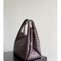 B*V Campana Large Double-Sided Woven Leather Shoulder Bag - Burgundy