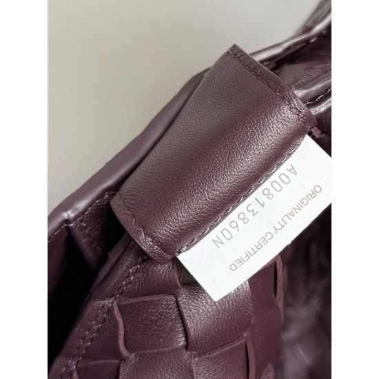 B*V Campana Large Double-Sided Woven Leather Shoulder Bag - Burgundy