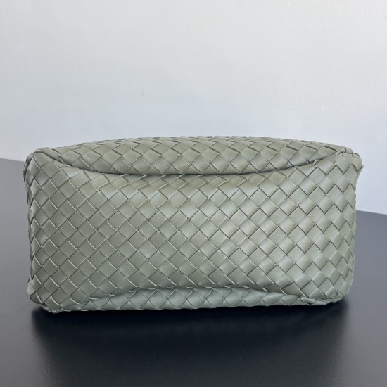B*V Campana Large Double-Sided Woven Leather Shoulder Bag - Green