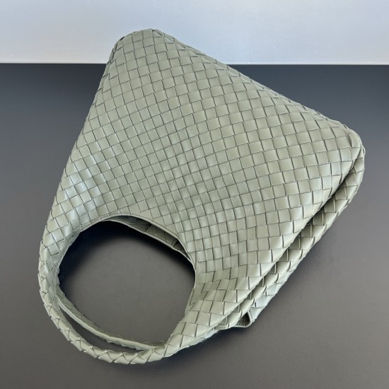 B*V Campana Large Double-Sided Woven Leather Shoulder Bag - Green