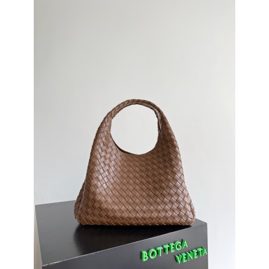 B*V Campana Large Double-Sided Woven Leather Shoulder Bag - Hazelnut Brown