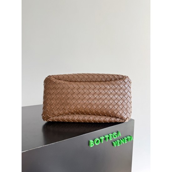 B*V Campana Large Double-Sided Woven Leather Shoulder Bag - Hazelnut Brown