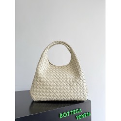 B*V Campana Large Double-Sided Woven Leather Shoulder Bag - White