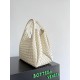 B*V Campana Large Double-Sided Woven Leather Shoulder Bag - White