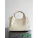 B*V Campana Large Double-Sided Woven Leather Shoulder Bag - White