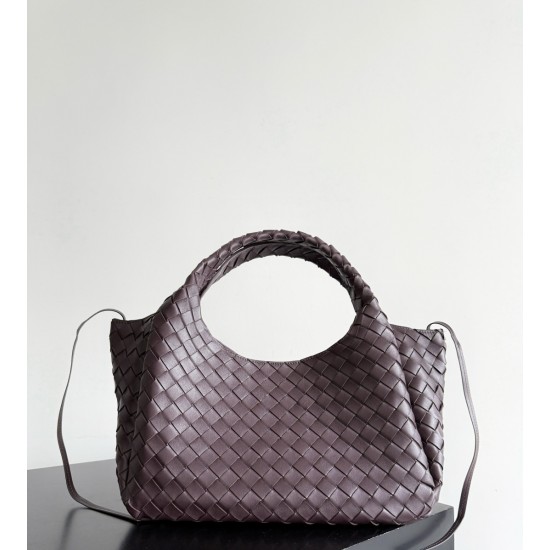 B*V Campana Small Double-Sided Woven Leather Shoulder Bag - Burgundy