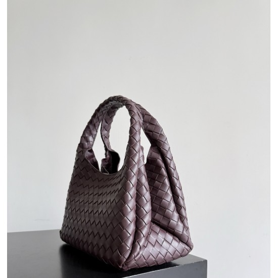 B*V Campana Small Double-Sided Woven Leather Shoulder Bag - Burgundy