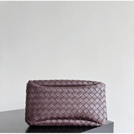 B*V Campana Small Double-Sided Woven Leather Shoulder Bag - Burgundy