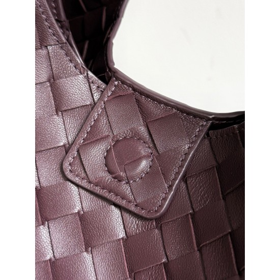 B*V Campana Small Double-Sided Woven Leather Shoulder Bag - Burgundy