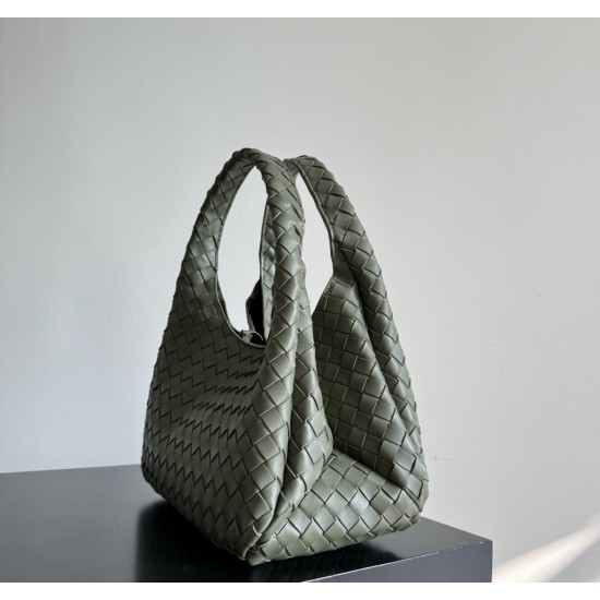 B*V Campana Small Double-Sided Woven Leather Shoulder Bag - Green