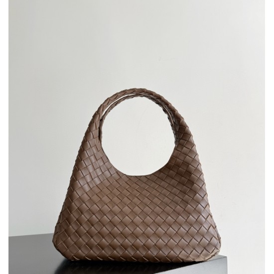 B*V Campana Small Double-Sided Woven Leather Shoulder Bag - Hazelnut Brown
