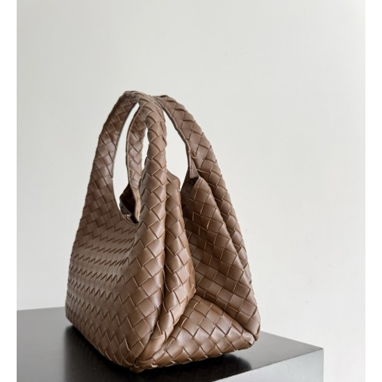 B*V Campana Small Double-Sided Woven Leather Shoulder Bag - Hazelnut Brown