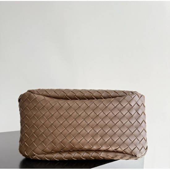 B*V Campana Small Double-Sided Woven Leather Shoulder Bag - Hazelnut Brown
