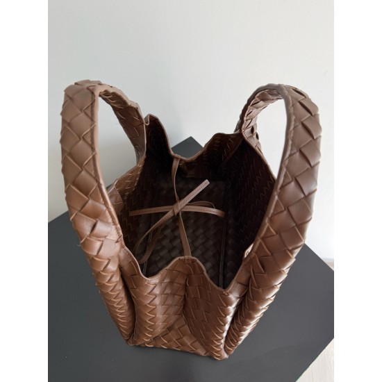 B*V Campana Small Double-Sided Woven Leather Shoulder Bag - Hazelnut Brown