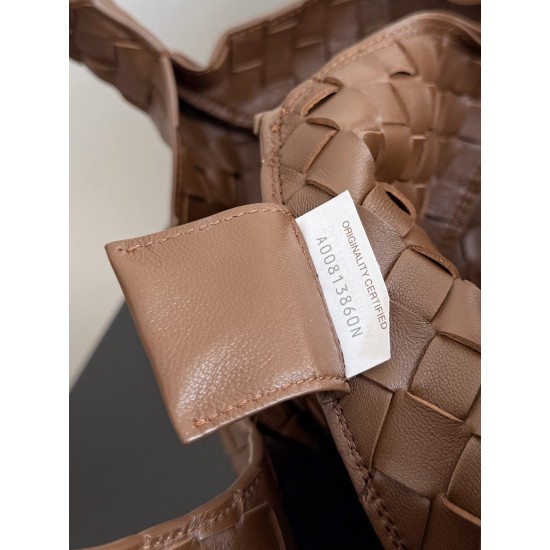 B*V Campana Small Double-Sided Woven Leather Shoulder Bag - Hazelnut Brown