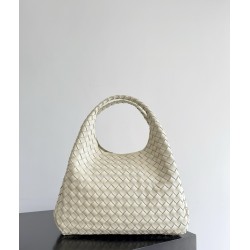 B*V Campana Small Double-Sided Woven Leather Shoulder Bag - White