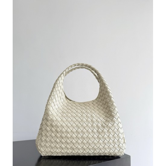 B*V Campana Small Double-Sided Woven Leather Shoulder Bag - White