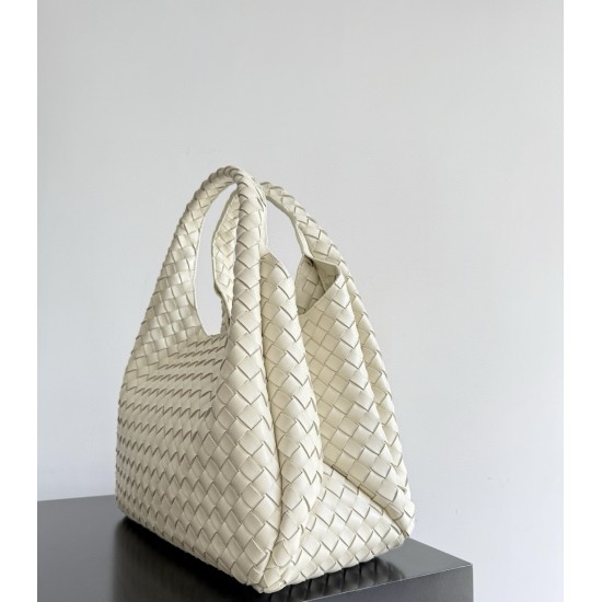 B*V Campana Small Double-Sided Woven Leather Shoulder Bag - White
