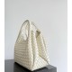 B*V Campana Small Double-Sided Woven Leather Shoulder Bag - White