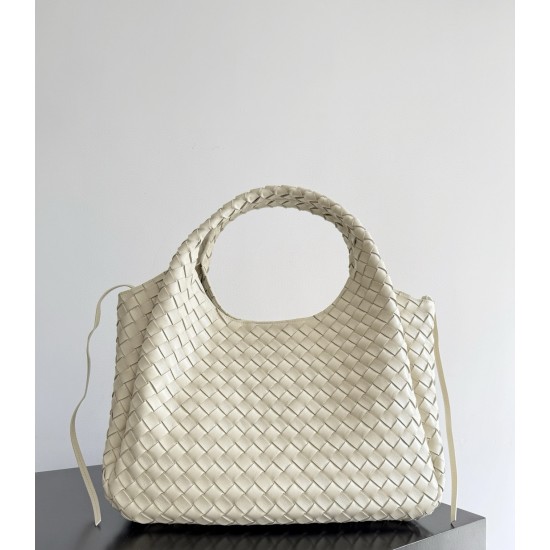 B*V Campana Small Double-Sided Woven Leather Shoulder Bag - White