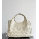 B*V Campana Small Double-Sided Woven Leather Shoulder Bag - White