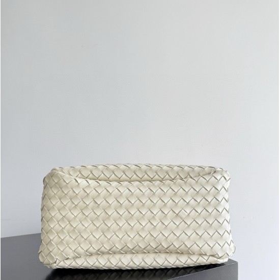 B*V Campana Small Double-Sided Woven Leather Shoulder Bag - White