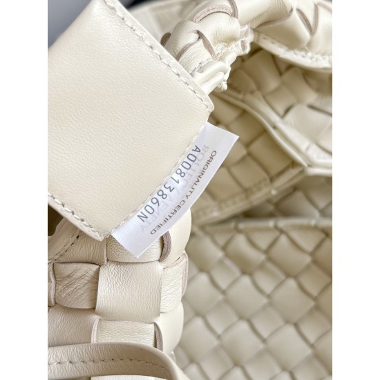 B*V Campana Small Double-Sided Woven Leather Shoulder Bag - White