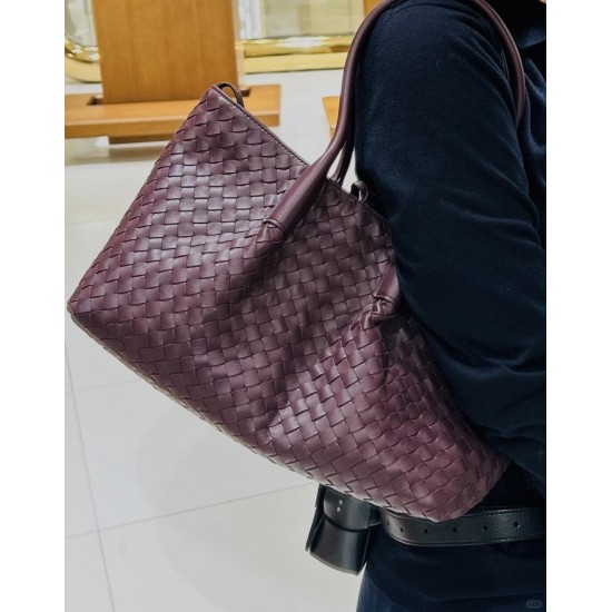 B*V Pinacoteca Medium — Hand-Woven Reversible Tote- Red
