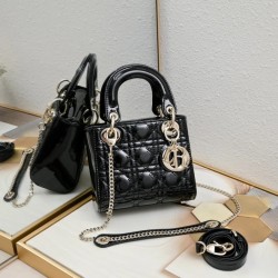 Dior Patent Cannage Mini Lady Dior Black in Golden Hardware [Budget Edition]