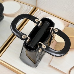 Dior Patent Cannage Mini Lady Dior Black in Golden Hardware [Budget Edition]