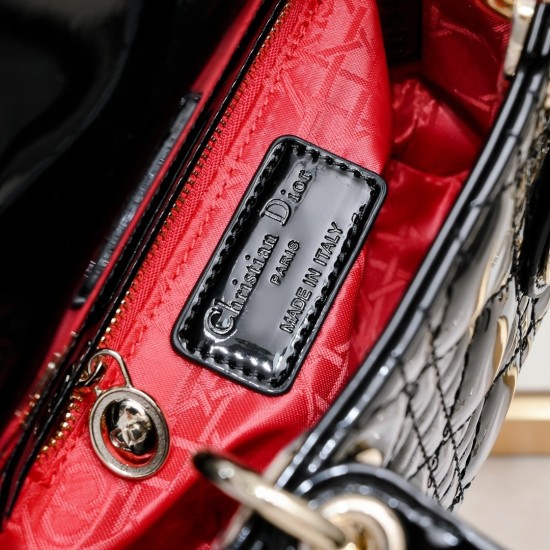 Dior Patent Cannage Mini Lady Dior Black in Golden Hardware [Budget Edition]