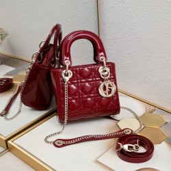 Dior Patent Cannage Mini Lady Dior Red in Golden Hardware [Budget Edition]