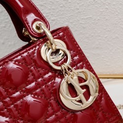 Dior Patent Cannage Mini Lady Dior Red in Golden Hardware [Budget Edition]