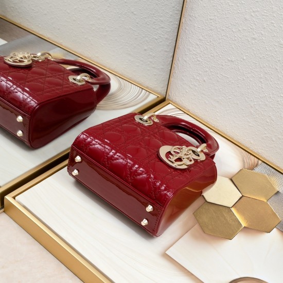 Dior Patent Cannage Mini Lady Dior Red in Golden Hardware [Budget Edition]
