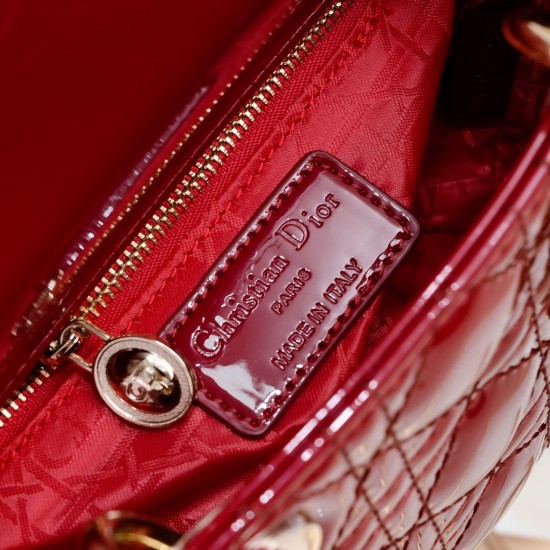 Dior Patent Cannage Mini Lady Dior Red in Golden Hardware [Budget Edition]