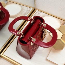 Dior Patent Cannage Mini Lady Dior Red in Golden Hardware [Budget Edition]