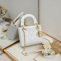 Dior Patent Cannage Mini Lady Dior White [Budget Edition]