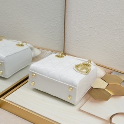 Dior Patent Cannage Mini Lady Dior White