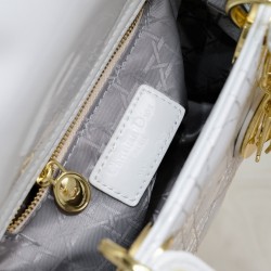 Dior Patent Cannage Mini Lady Dior White [Budget Edition]