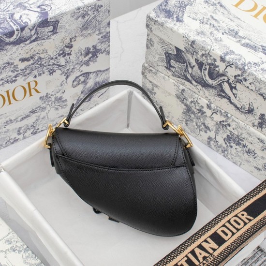 CHRISTIAN DIOR Shoulder Bags SADDLE BAG Black Grained Calfskin [Budget Edition]