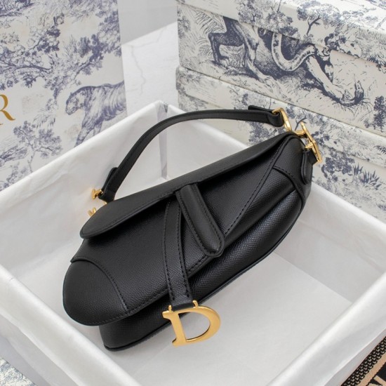 CHRISTIAN DIOR Shoulder Bags SADDLE BAG Black Grained Calfskin [Budget Edition]