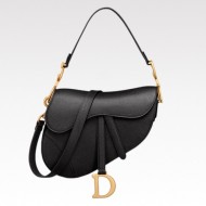 CHRISTIAN DIOR Shoulder Bags SADDLE BAG Black Grained Calfskin