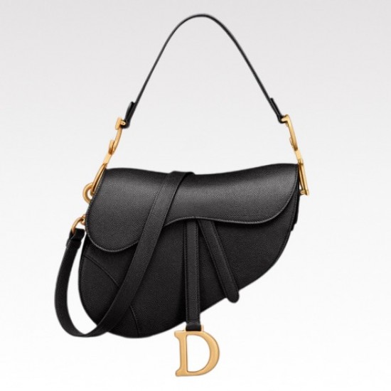 CHRISTIAN DIOR Shoulder Bags SADDLE BAG Black Grained Calfskin [Budget Edition]
