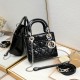 Dior Patent Cannage Mini Lady Dior Black in Sliver Hardware [Budget Edition]