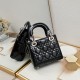 Dior Patent Cannage Mini Lady Dior Black in Sliver Hardware [Budget Edition]