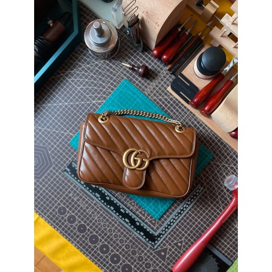 GUCCI GG Marmont Quilted Shoulder Bag – Caramel Brown