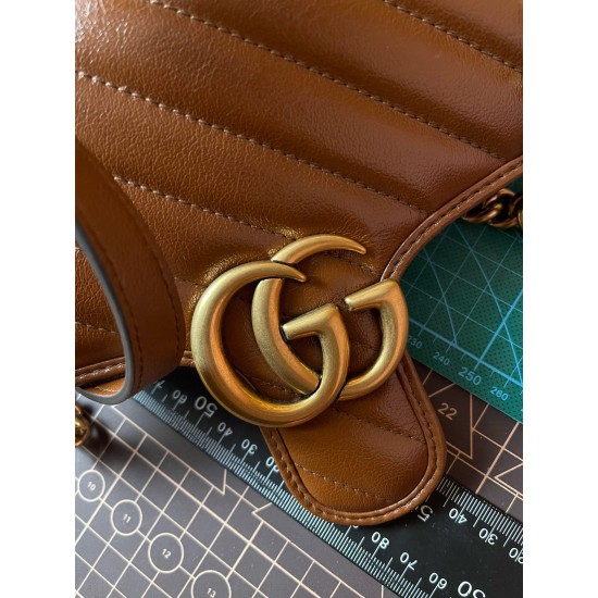 GUCCI GG Marmont Quilted Shoulder Bag – Caramel Brown