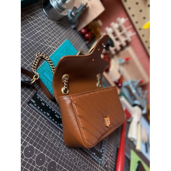 GUCCI GG Marmont Quilted Shoulder Bag – Caramel Brown