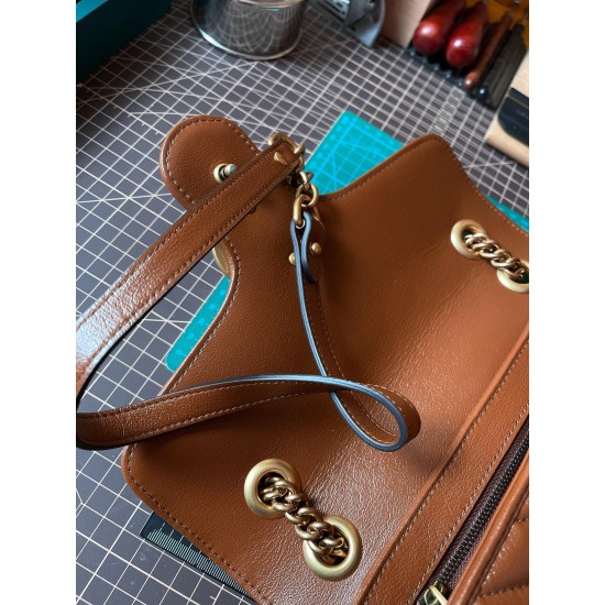 GUCCI GG Marmont Quilted Shoulder Bag – Caramel Brown