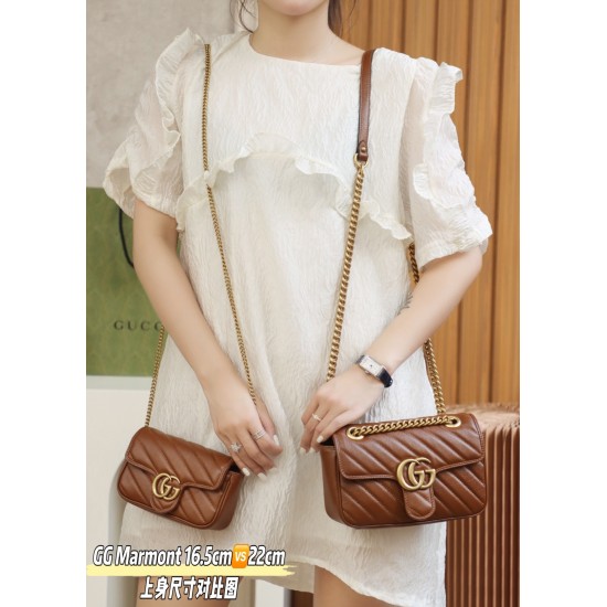 GUCCI GG Marmont Quilted Shoulder Bag – Caramel Brown